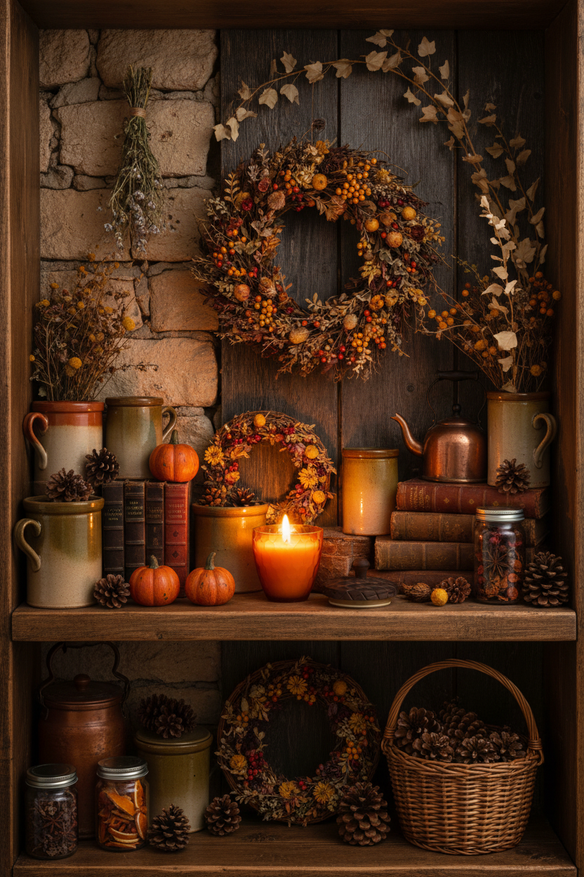 Rustic Autumn Shelf