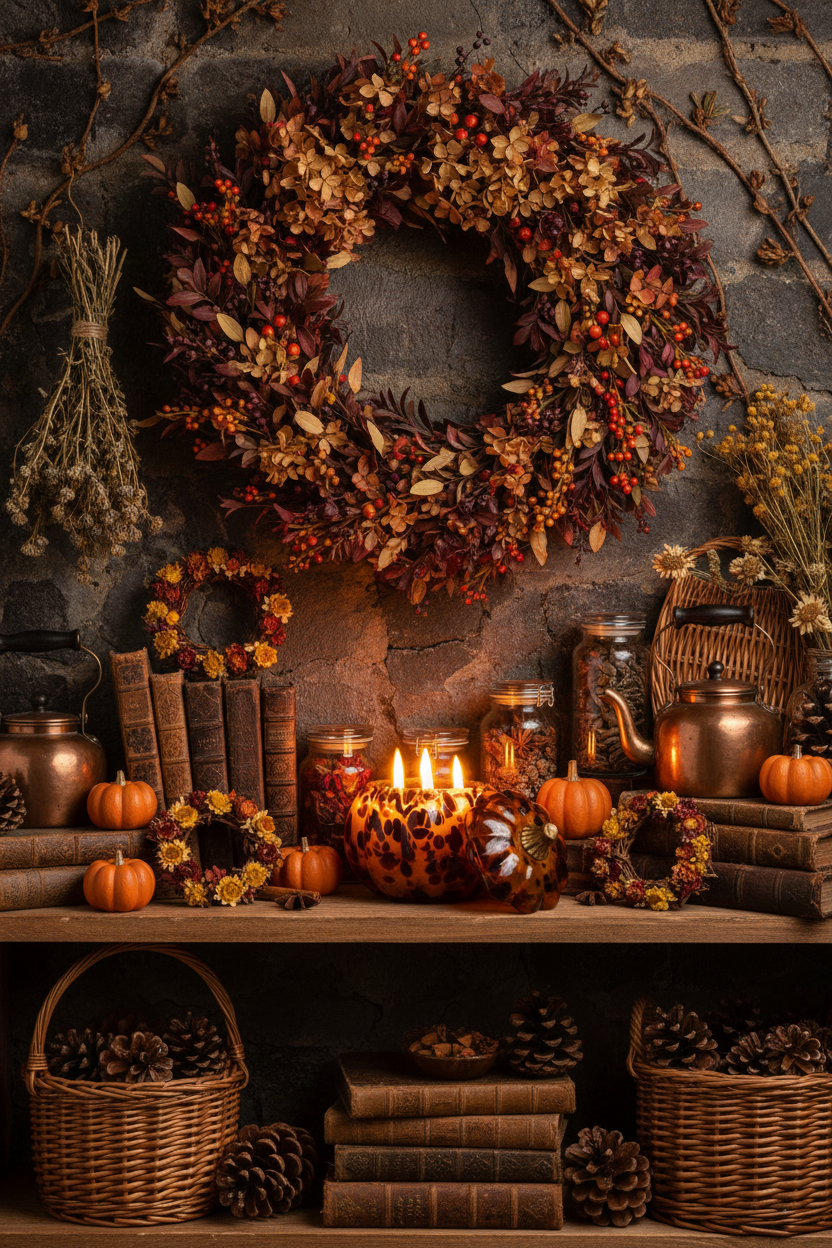 Rustic Autumn Shelf