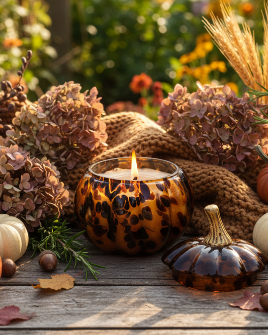 Candela profumata in vetro a forma di zucca