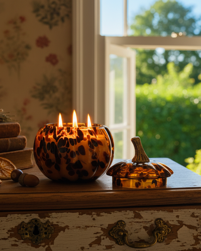 Candela profumata in vetro a forma di zucca