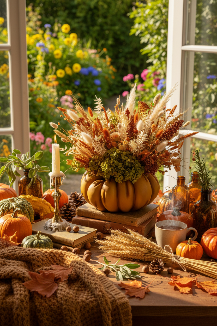 Idee per decorare la tavola a fine estate con centrotavola e spighe dorate
