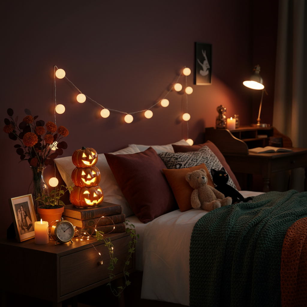 Torre zucche LED in camera da letto