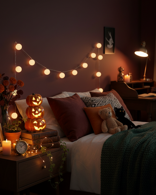 Lanterna LED – Pila di zucche rotonde in porcellana