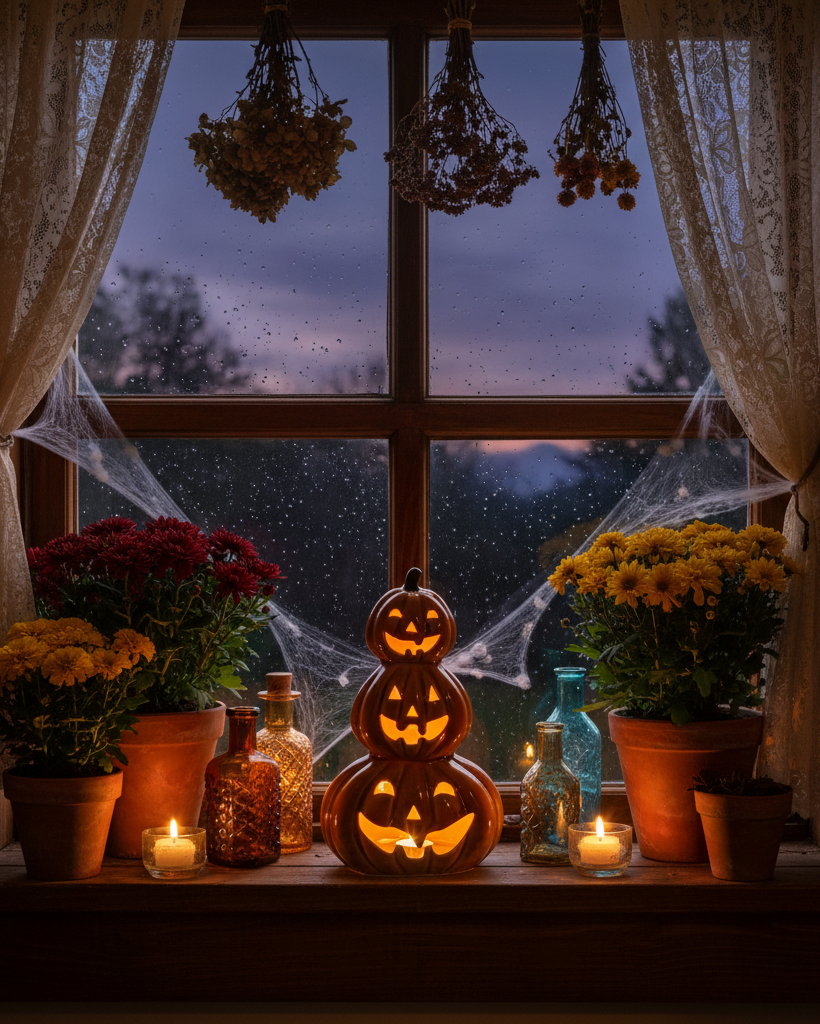 Lanterna LED – Pila di zucche in porcellana