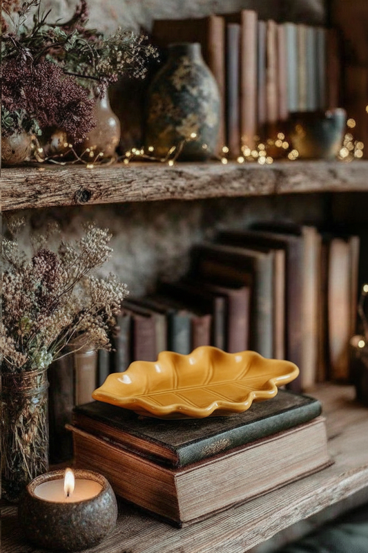 Vassoio svuota tasche a forma di foglia con tonalità più tenue