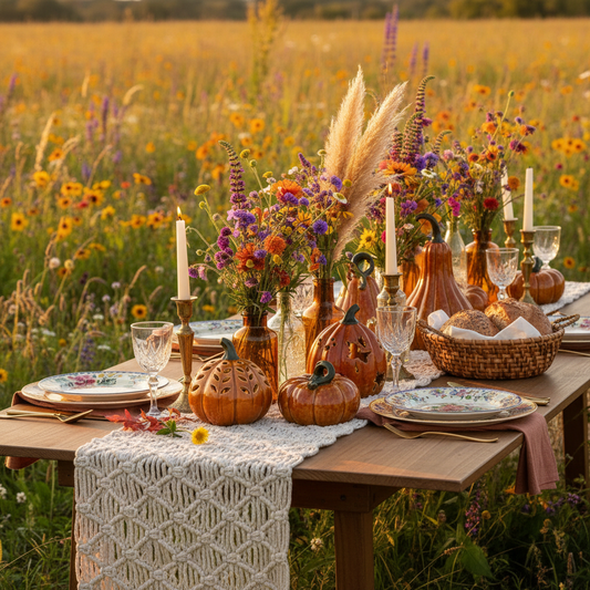 Zucche tavola boho wildflower